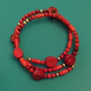 Elegant Red Beaded Bracelet